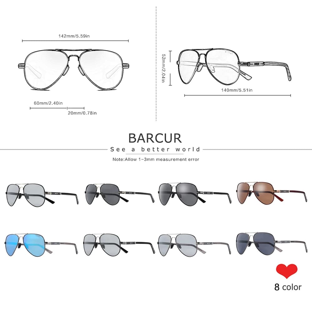 BARCUR Polarized Mens Sunglasses Pilot Sun Glasses for Men accessories Driving Fishing Hiking Eyewear Oculos Gafas De Sol - 3