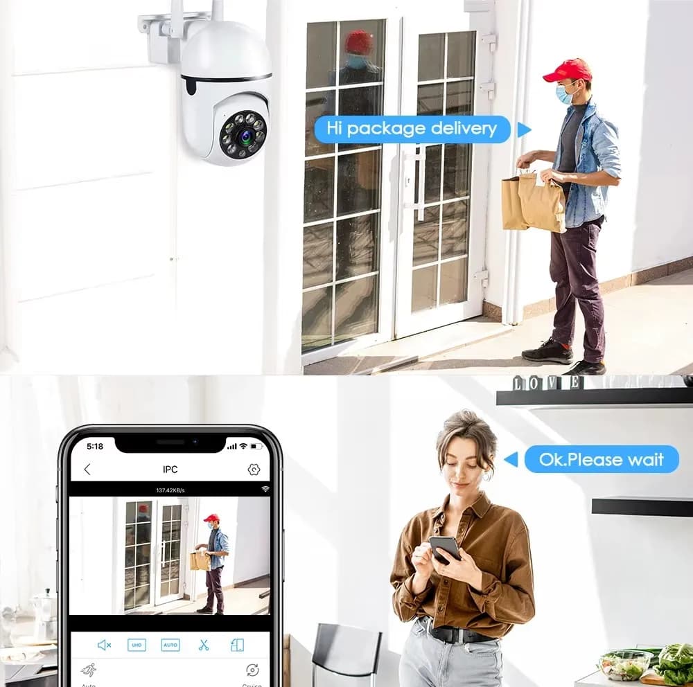 كاميرا لاسلكية بتقنية WiFi بدقة 1080P HD، إصدار ممتاز، داخلية وخارجية بزاوية 360 درجة - 5