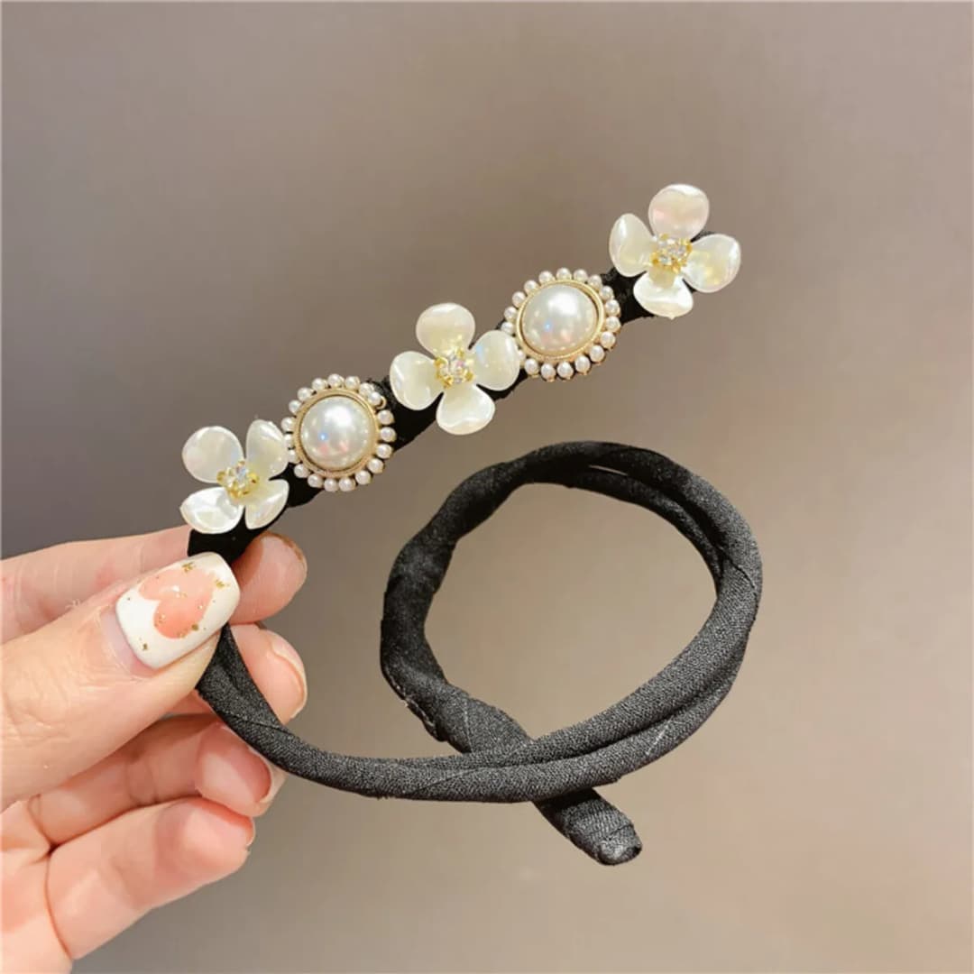 Korean Shell Hair Bun Maker Pearl Flower Bun Tool Lazy Volume Hairstyle - 3