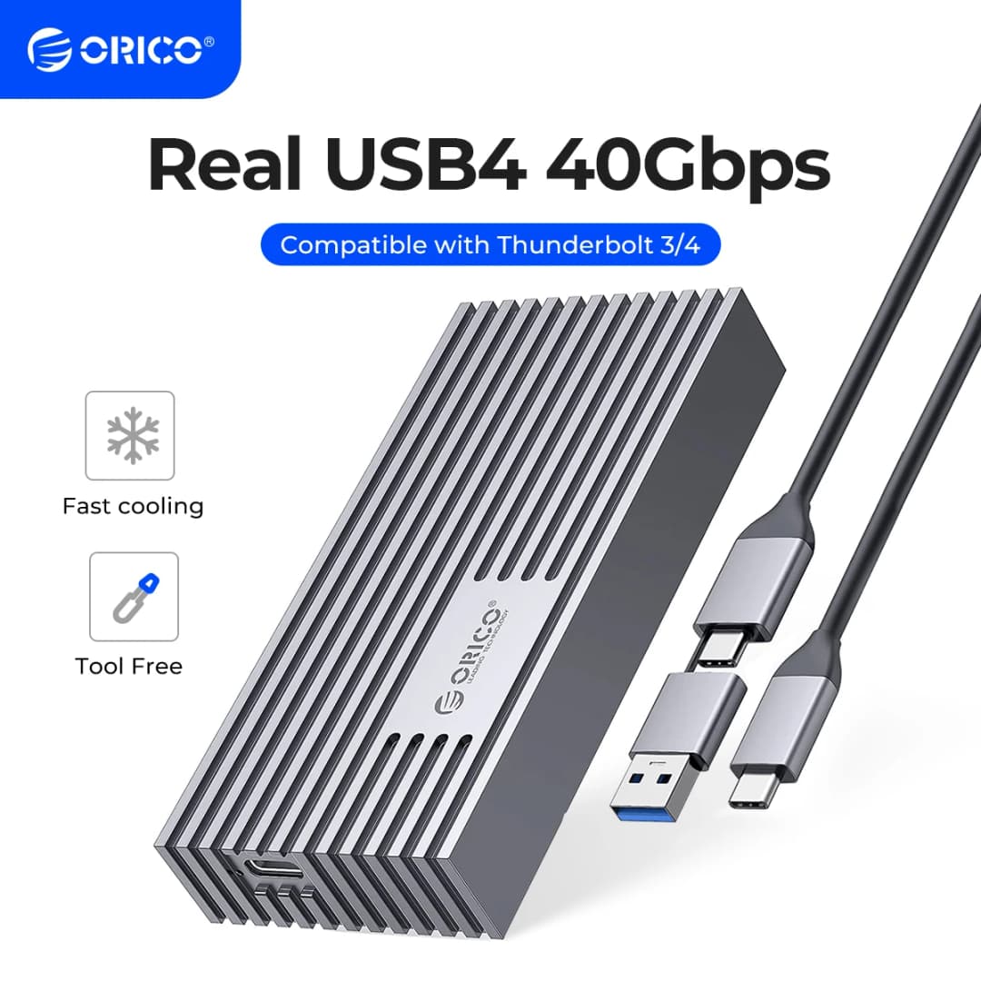 ORICO NVMe M.2 SSD Enclosure USB4 40Gbps PCIe3.0x4 20Gbps 10Gbps M.2 External Case Compatible with Thunderbolt 3/4 USB3.2/3.1