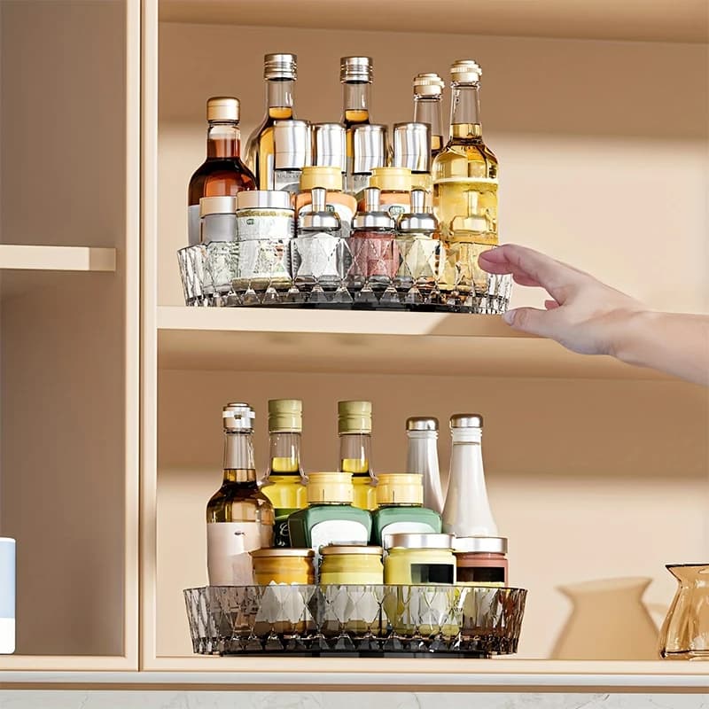 360° rotating rack,multifunctional storage turntable for kitchen countertops,spice storage rack,living room desktop storage tray - 4