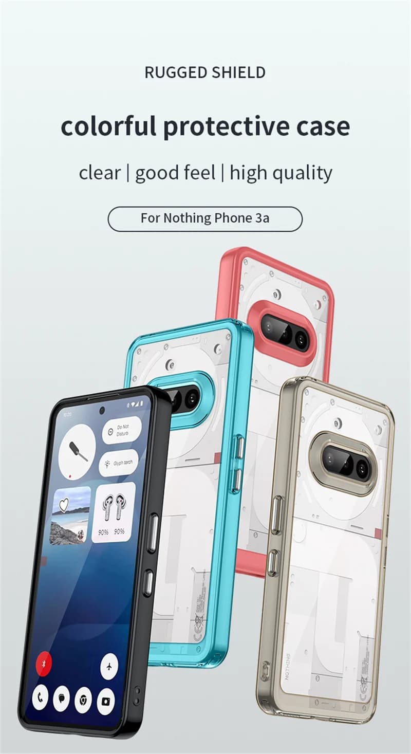 غطاء خلفي شفاف غير لامع مع وسادة هوائية مقاومة للصدمات لهاتف Nothing Phone 3A A059، إطار سيليكون لهاتف Nothing Phone 3A 5G - 2