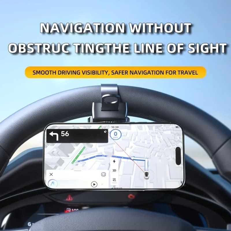 حامل هاتف مغناطيسي لعجلة القيادة، حامل سيارة دوار 360 درجة، بدون لاصق، حامل ملاحة GPS، متوافق مع iPhone - 2