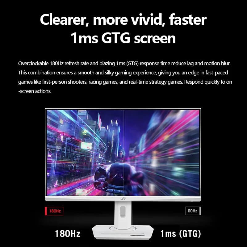 شاشة كمبيوتر Asus ROG XG27ACS-W مقاس 27 بوصة بدقة 2K ومعدل تحديث 180 هرتز وزمن استجابة 1 مللي ثانية لشاشة LCD للألعاب المكتبية - 3