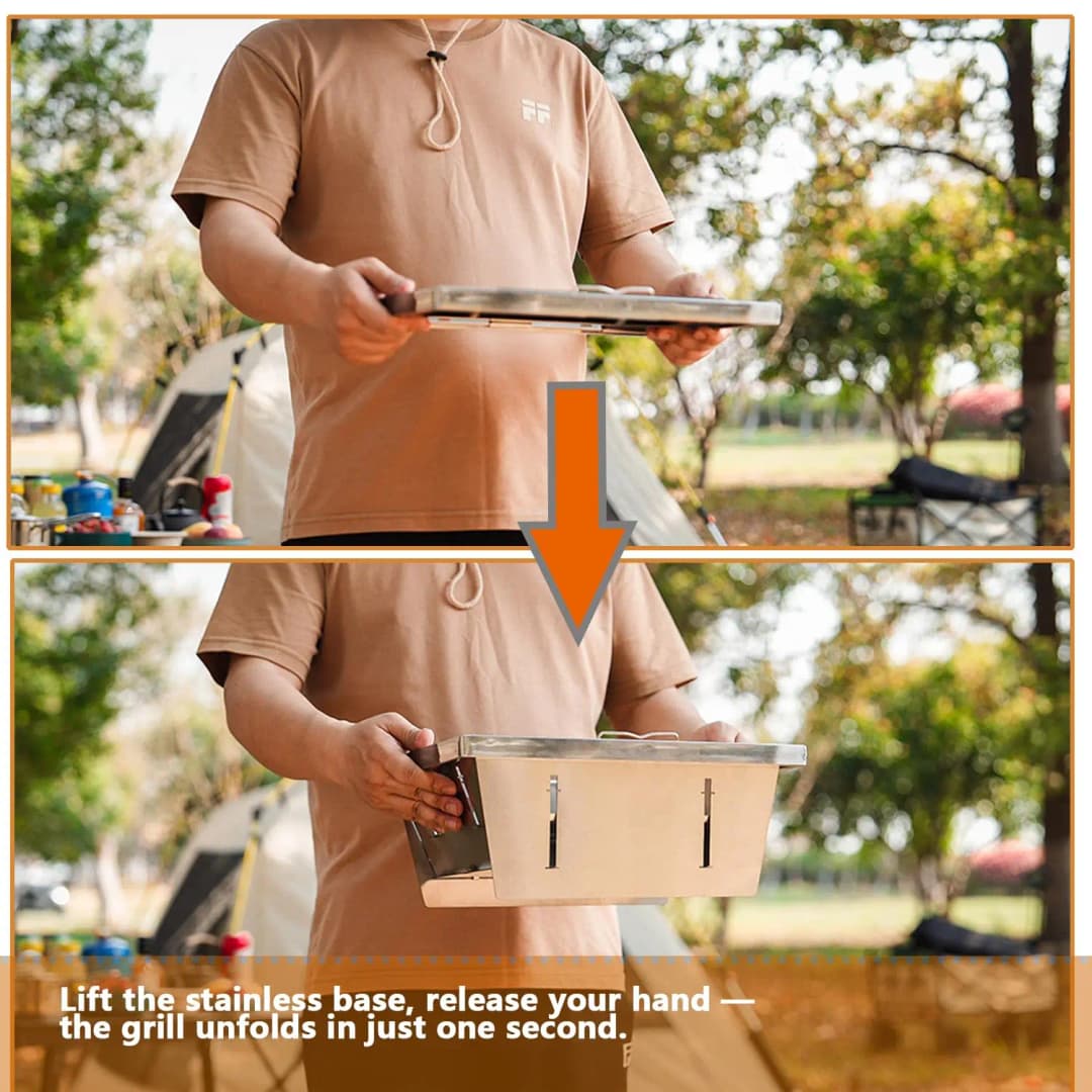 Pandatour 304 IGT 1unit Grill Stainless Steel Outdoor Camping Picnic Tourist Tabletop Cooking Folding IGT Grill Stand Picnic - 5