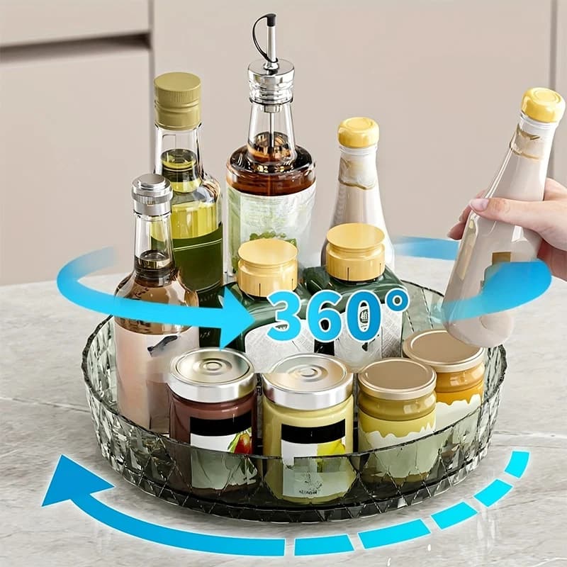 360° rotating rack,multifunctional storage turntable for kitchen countertops,spice storage rack,living room desktop storage tray - 5