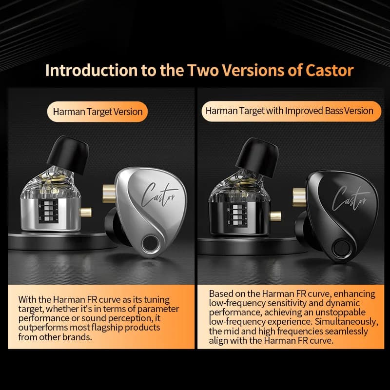KZ Castor In Ear HiFi Earphone 2 Dynamic High-end Tunable balanced armature Earphones Monitor Headphone Cancelling Earbuds - 2