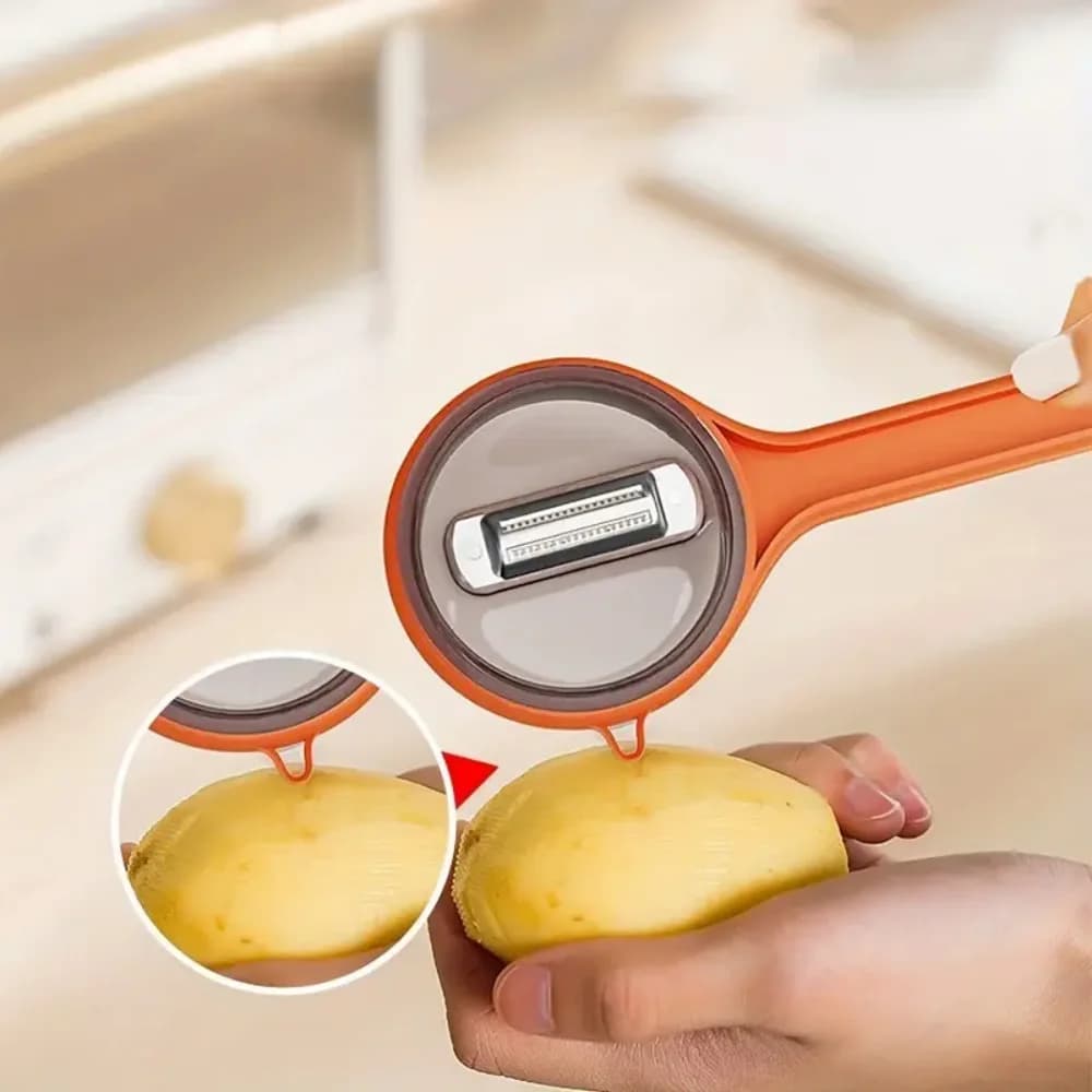 Peeler with storage box, fruit and vegetable peeler, double-sided stainless steel multi-functional peeler, suitable for kitchen - 4