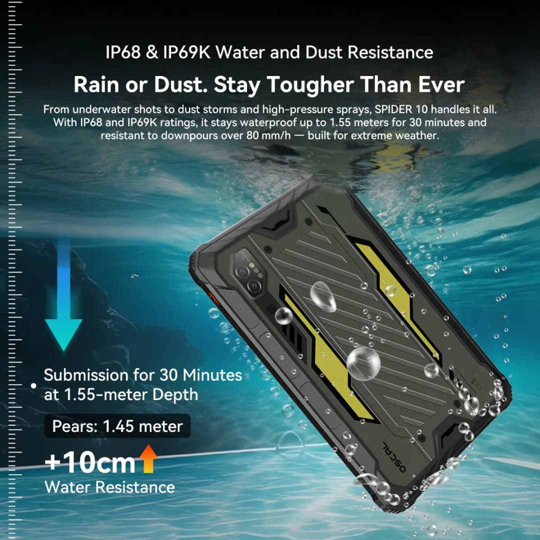 Blackview OSCAL SPIDER 10 Rugged Tablet PC 11'' FHD+IPS 60Hz Display Tablet 20000mAh Battery MediaTek Dimensity G81 Android 15 - 5