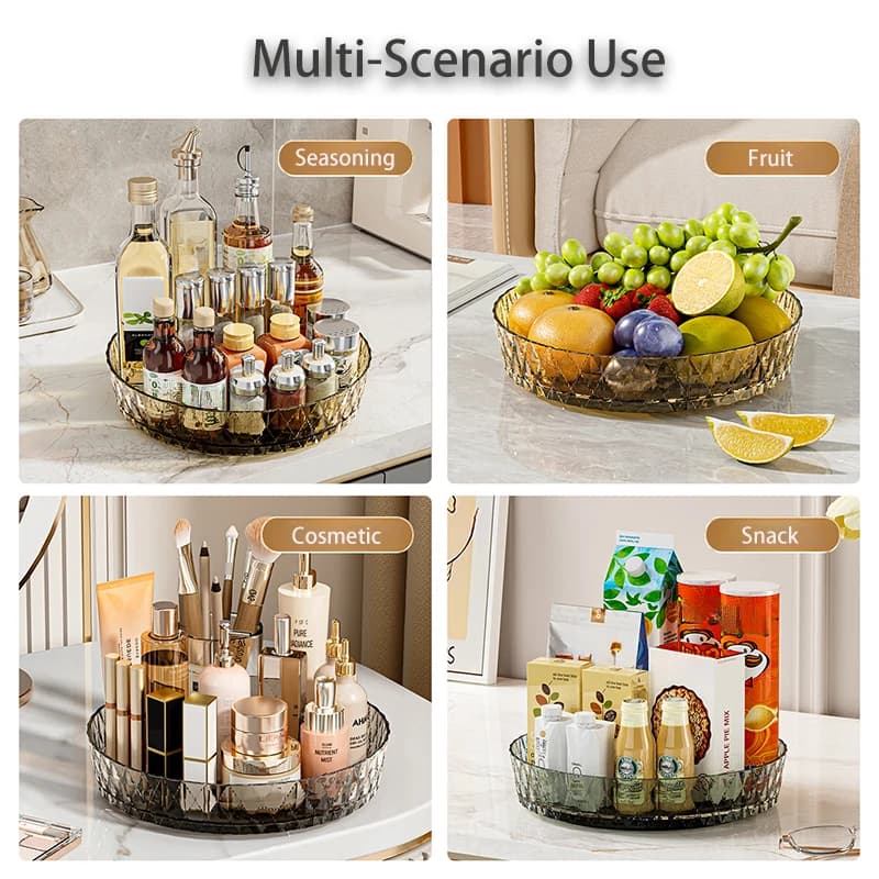 360° rotating rack,multifunctional storage turntable for kitchen countertops,spice storage rack,living room desktop storage tray - 6