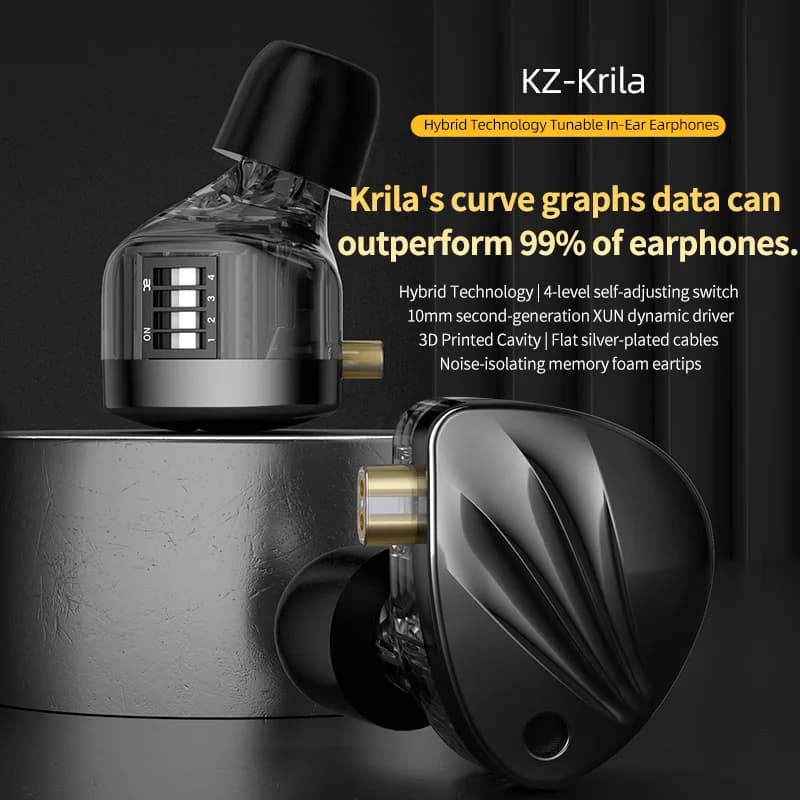 سماعة أذن KZ Krila داخل الأذن هاي فاي 1DD+1BA سماعات أذن متوازنة قابلة للضبط سماعات رأس مراقبة سماعات أذن إلغاء الضوضاء - 6