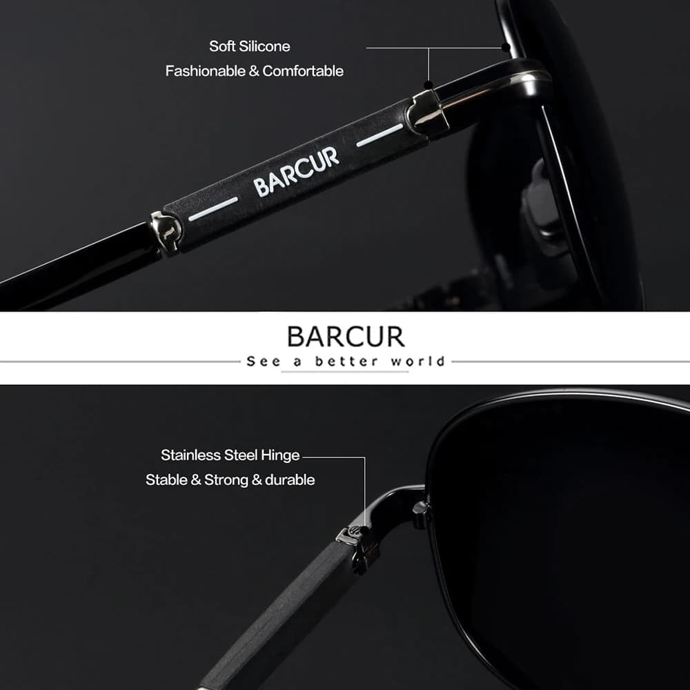 BARCUR Polarized Mens Sunglasses Pilot Sun Glasses for Men accessories Driving Fishing Hiking Eyewear Oculos Gafas De Sol - 2