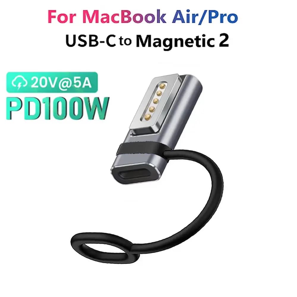 محول مغناطيسي PD من نوع USB C لماج سيف 1 2 ماك بوك اير برو مؤشر LED شحن سريع محول قابس مغناطيسي