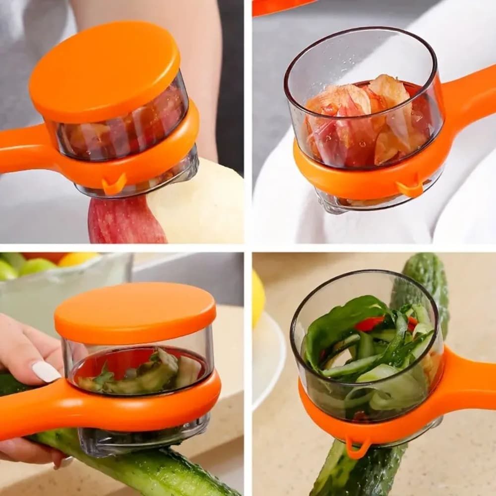 Peeler with storage box, fruit and vegetable peeler, double-sided stainless steel multi-functional peeler, suitable for kitchen - 5