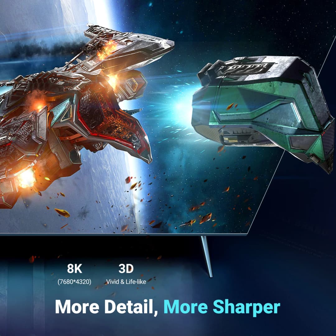 كابل HDMI متوافق مع 8K/60Hz لأجهزة التلفاز وشاومي بوكس والمقسمات والمحولات وأجهزة الكمبيوتر والكمبيوتر المحمول والشاشات - 2