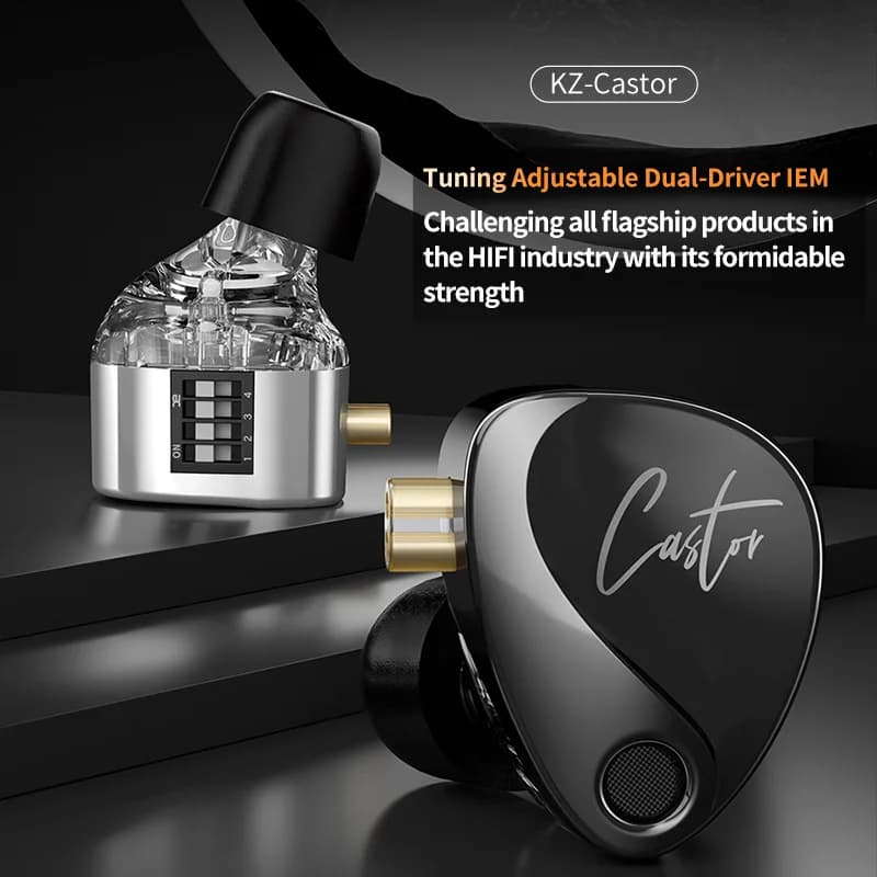 KZ Castor In Ear HiFi Earphone 2 Dynamic High-end Tunable balanced armature Earphones Monitor Headphone Cancelling Earbuds - 6