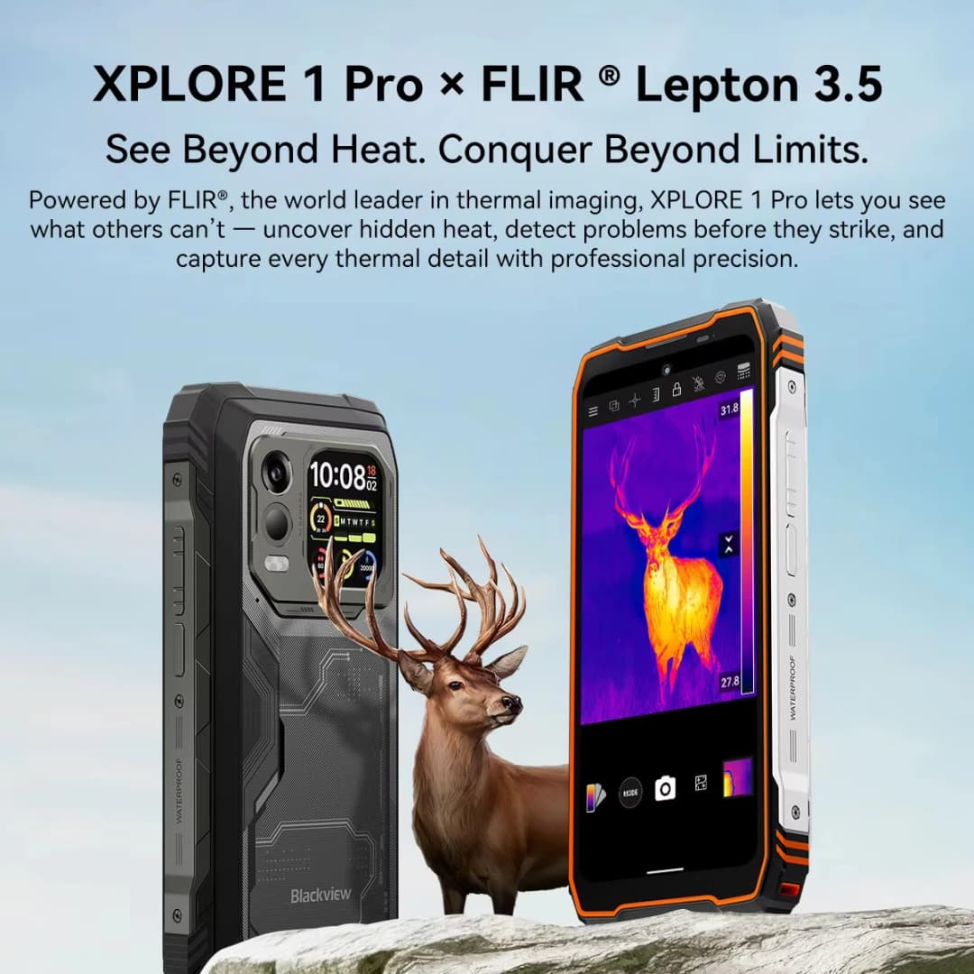 Blackview XPLORE 1 Pro Rugged Phone 16GB+512GB Thermal Imaging Backed by FLIR 6.78'' 2.4K Display Smartphone 5G Android 15 NFC - 5