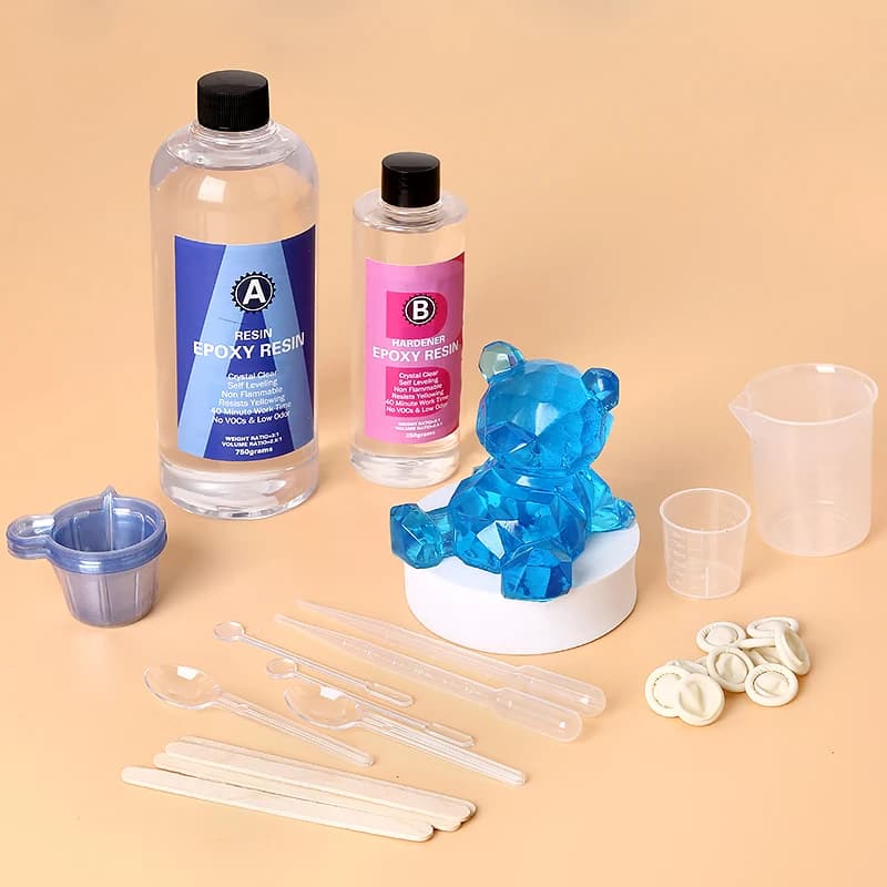 Epoxy Resin Kit Crystal Clear Easy Mix 3:1 AB Resin with Sticks,Graduated Cups and Gloves for Jewelry Making DIY Art Crafts - 5