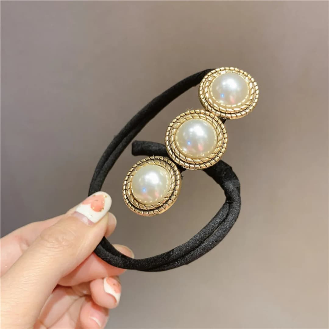 Korean Shell Hair Bun Maker Pearl Flower Bun Tool Lazy Volume Hairstyle - 5