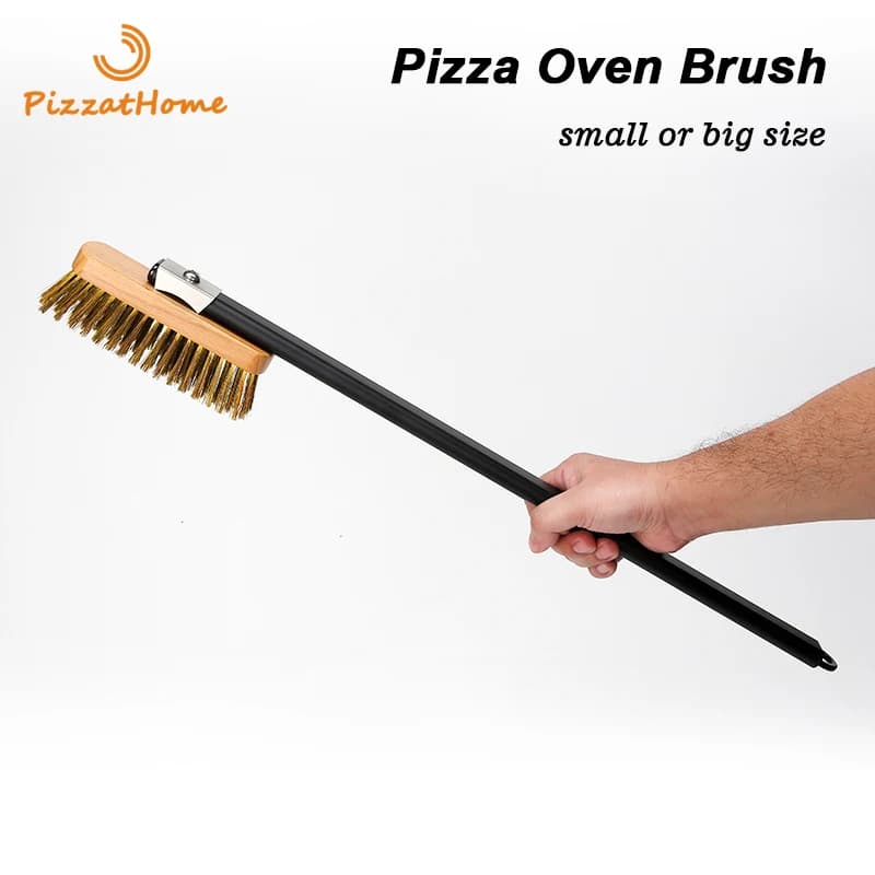 PizzAtHome فرن البيتزا المشطوف فرشاة النحاس الخشن النحاس مكشطة المنزلية شواء تنظيف فرن فرشاة الألومنيوم مقبض طويل قصير - 2