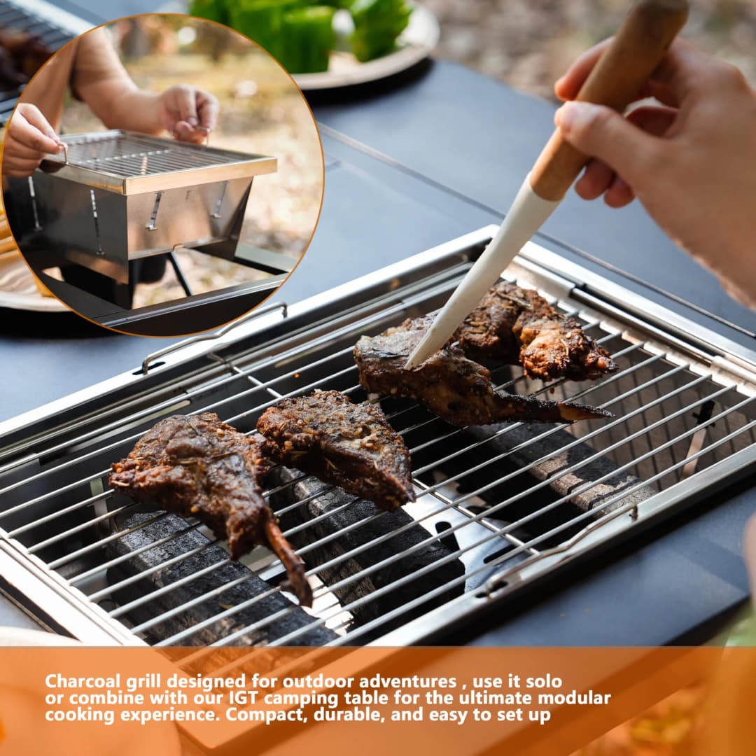 Pandatour 304 IGT 1unit Grill Stainless Steel Outdoor Camping Picnic Tourist Tabletop Cooking Folding IGT Grill Stand Picnic - 6
