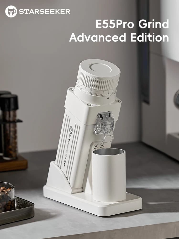 مطحنة قهوة كهربائية من STARSEEKER E55Pro، 55MM، مخروط تيتانيوم، ضبط بلا درجات، إسبريسو، مطحنة حبوب القهوة، أسود - 4