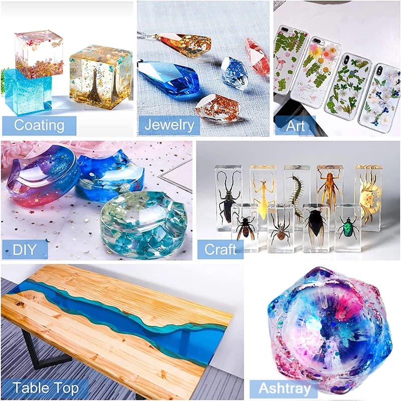 Epoxy Resin Kit Crystal Clear Easy Mix 3:1 AB Resin with Sticks,Graduated Cups and Gloves for Jewelry Making DIY Art Crafts - 6