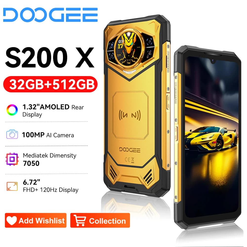 هاتف DOOGEE S200 X المتين بشاشة 6.72 بوصة IPS FHD+ ومعدل تحديث 120 هرتز ومعالج Dimensity 7050 وذاكرة 32 جيجابايت + 512 جيجابايت وبطارية 10100 مللي أمبير و5G ونظام أندرويد 14 وNFC