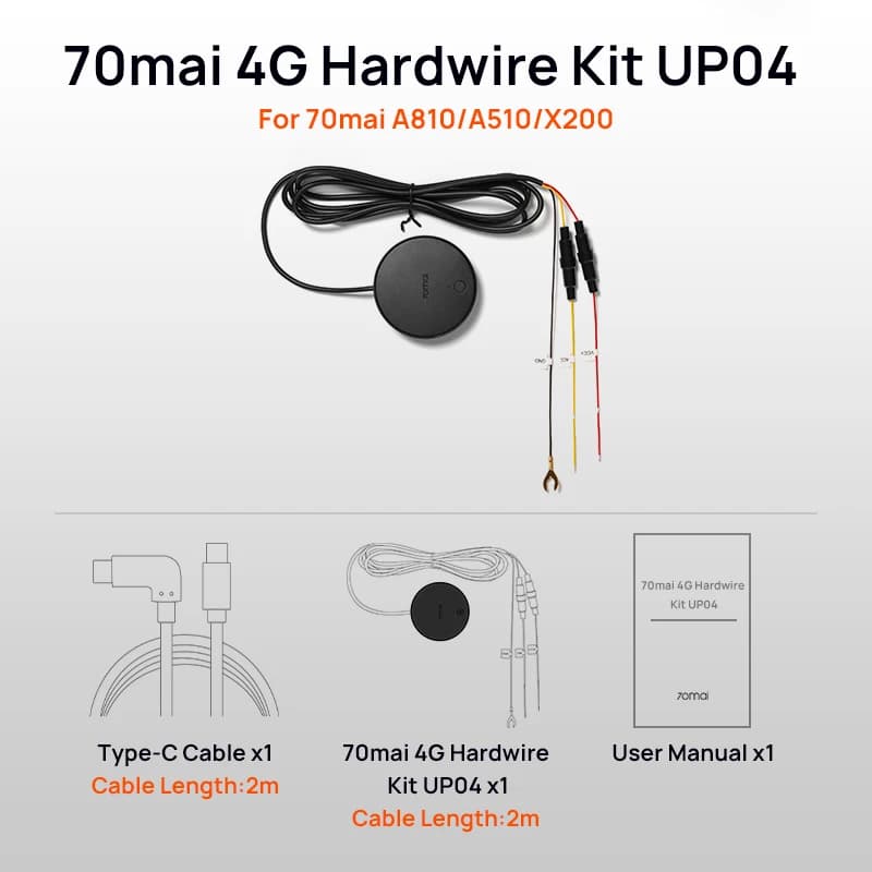 70mai 4G Hardwire Kit UP04 for 70mai T800 A810S A810 A510 X800 X200 4G LTE Module Remote Control Live Streaming 70mai UP04 - 2