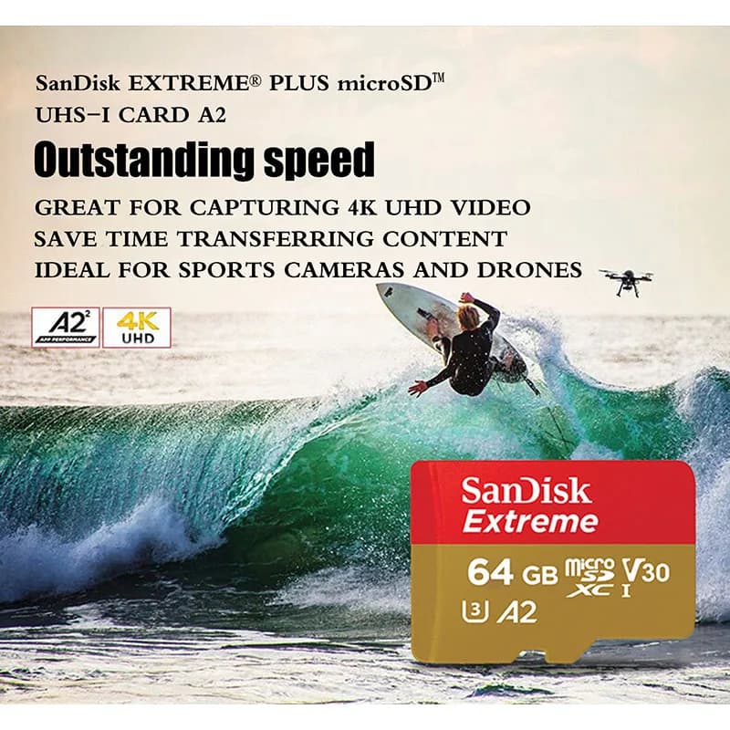 SanDisk Extreme Micro SD Card Memory Card 128GB 64GB 256GB 512GB 1T SDXC V30 A2 U3 4K TF for Camera Steam Deck Switch Rog Ally - 3
