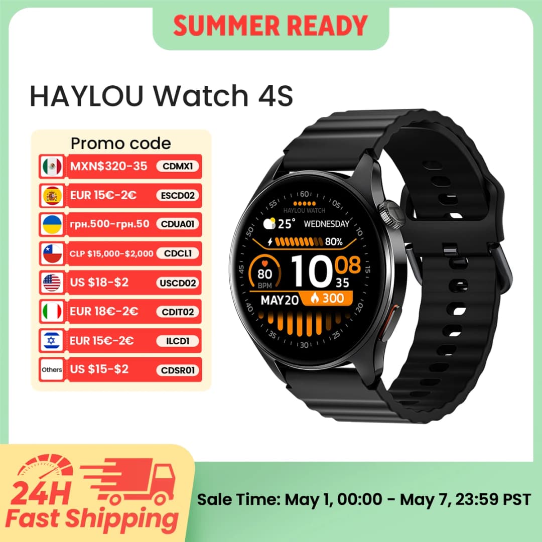 ساعة HAYLOU Watch 4S الذكية بنظام تحديد المواقع GPS شاشة 1.43 بوصة HD AMOLED تحديد المواقع عبر 5 أقمار صناعية أكثر من 120 وضع تمرين ساعة رياضية للياقة البدنية