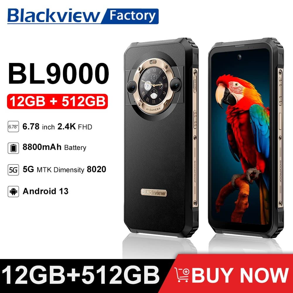 بلاك فيو BL9000 هاتف متين، 24 جيجابايت رام + 512 جيجابايت روم، إصدار عالمي، بطارية 8800 مللي أمبير، شحن سريع 120 واط، أندرويد 5G