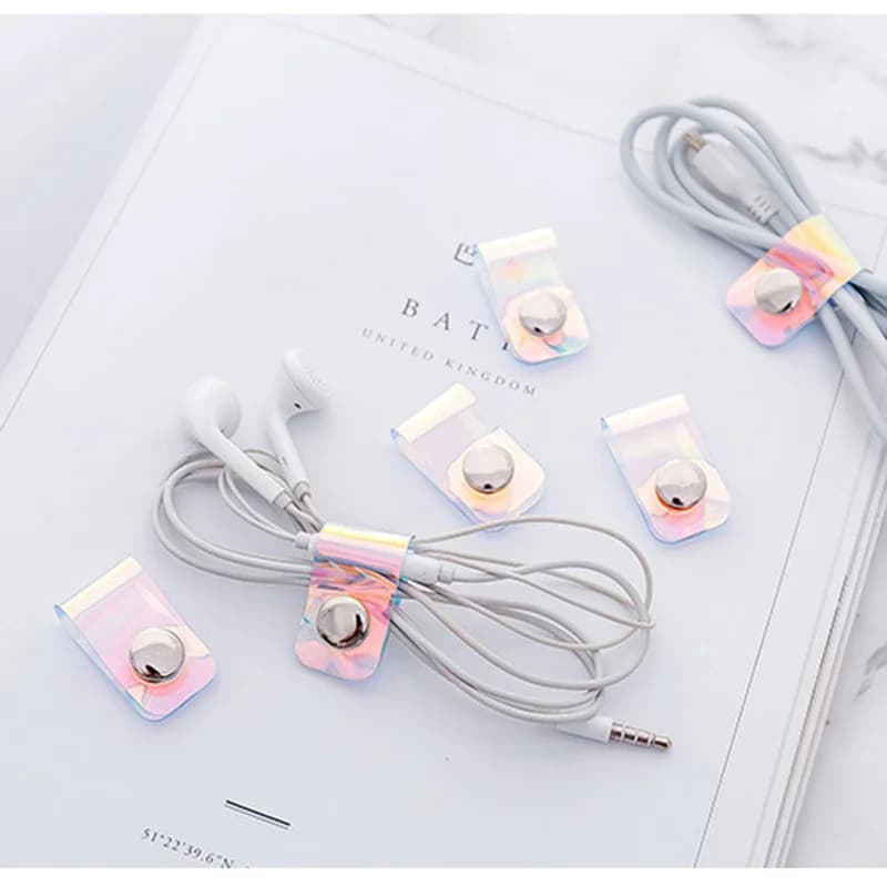 إكسسوارات سفر ليزر شفافة ملف كابلات واقي سماعات حامل هاتف USB منظم إبزيم إكسسوارات منظم حزمة