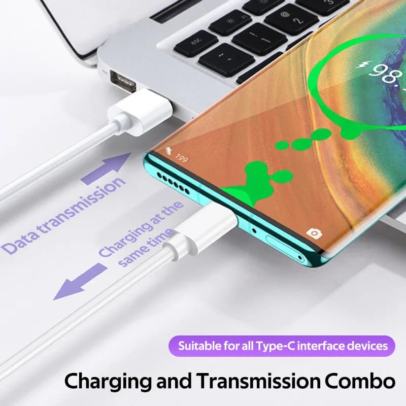 كابل مايكرو USB 5A، سلك شحن سريع للهواتف، كابل type-c لXiaomi Redmi وسامسونج وأندرويد، كابل بيانات مايكرو USB - 5