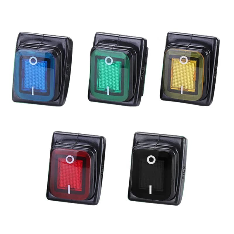 مفتاح روكر مقاوم للماء مع إضاءة 4 دبابيس 6 دبابيس تشغيل/إيقاف مفتاح عازل 220V إضاءة حمراء وسوداء 16A زر سيارة وقارب مع إضاءة LED - 4