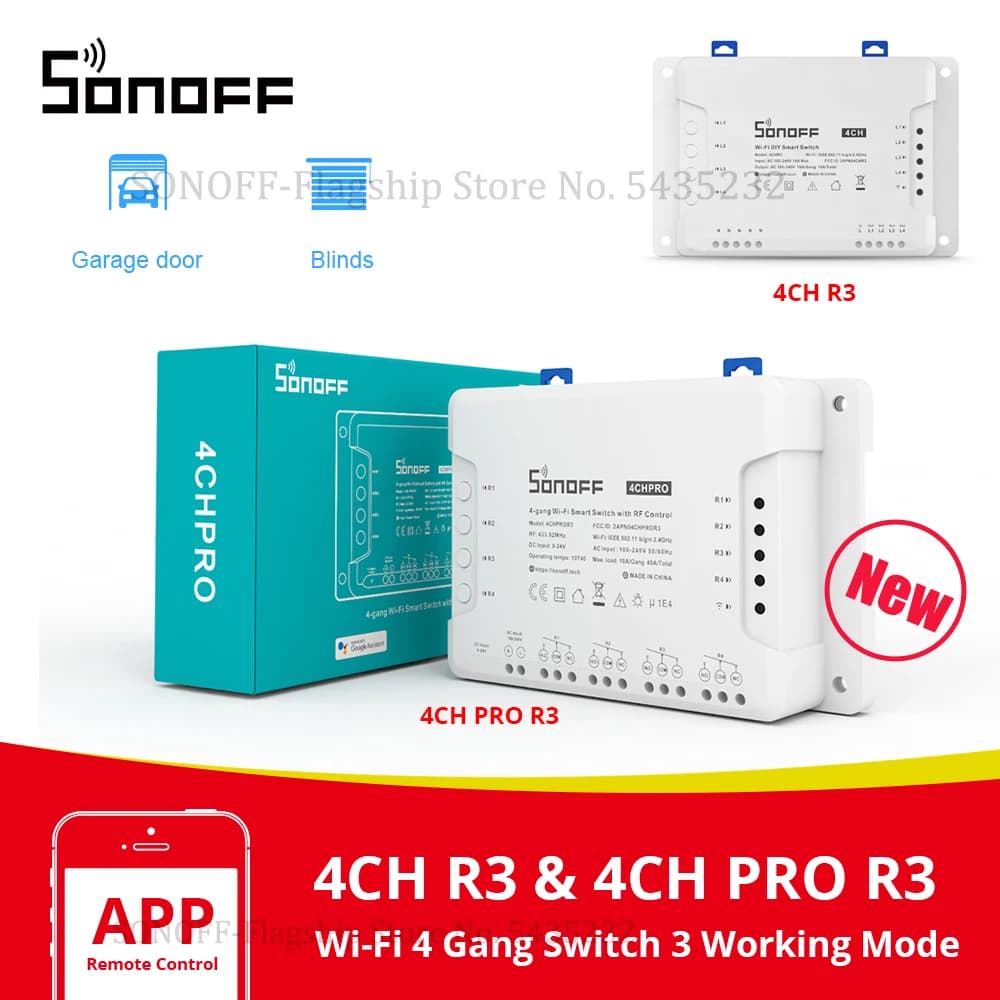 Itead SONOFF 4CH R3/ 4CH PRO R3 وحدة تبديل Wi-Fi 4 قنوات Wi-Fi DIY مفتاح ذكي تحكم صوتي تطبيق منزل ذكي يعمل مع Alexa