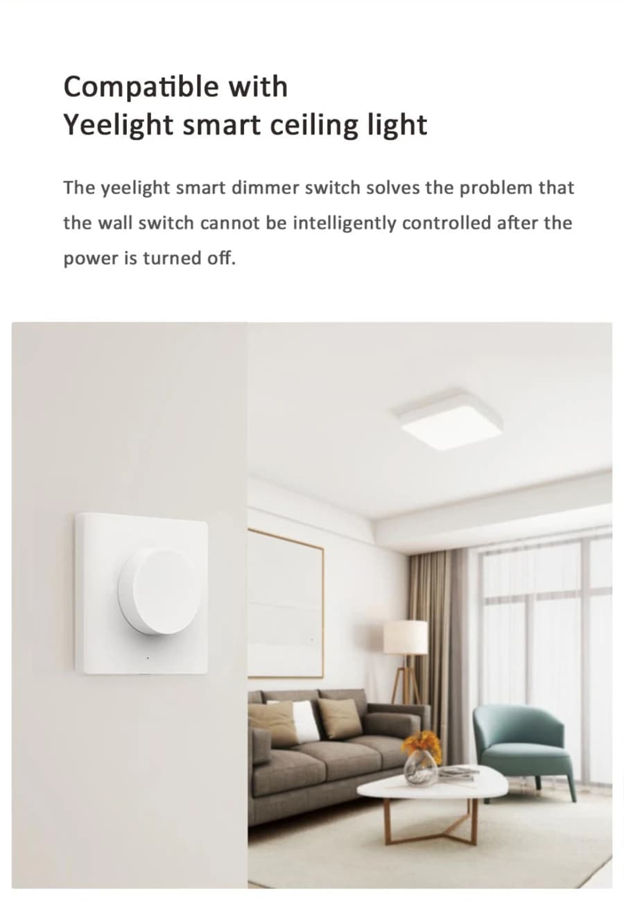مفتاح دايمر لاسلكي ذكي من Yeelight، جهاز تحكم ذكي في التعتيم متصل بالبلوتوث مناسب لإضاءة Yeelight وتطبيق Mi Home - 3
