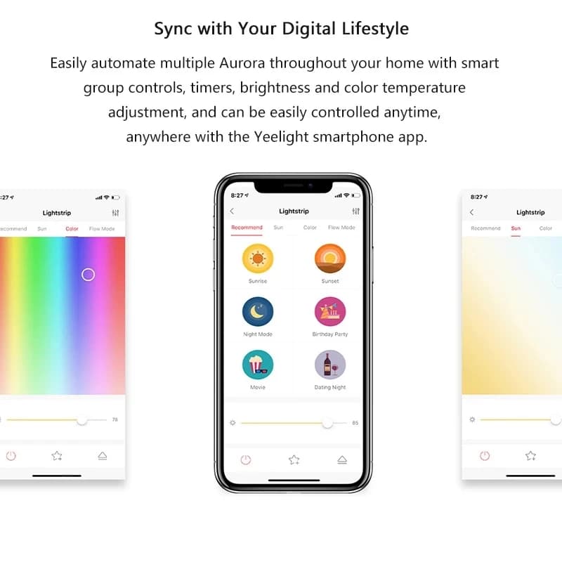 الإصدار العالمي ييلايت أورورا شريط إضاءة ذكي 1S ألوان RGB واي فاي 2 متر إلى 10 متر 60 ليد شريط إضاءة لتطبيق شاومي مي هوم هوم كيت - 6