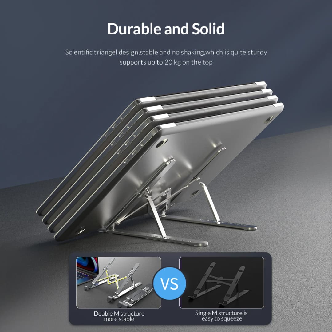 ORICO Foldable Laptop Stand Holder Riser Portable Adjustable Aluminum Notebook Stand Computer Stand 7 Angles for MacBook Tablets - 2