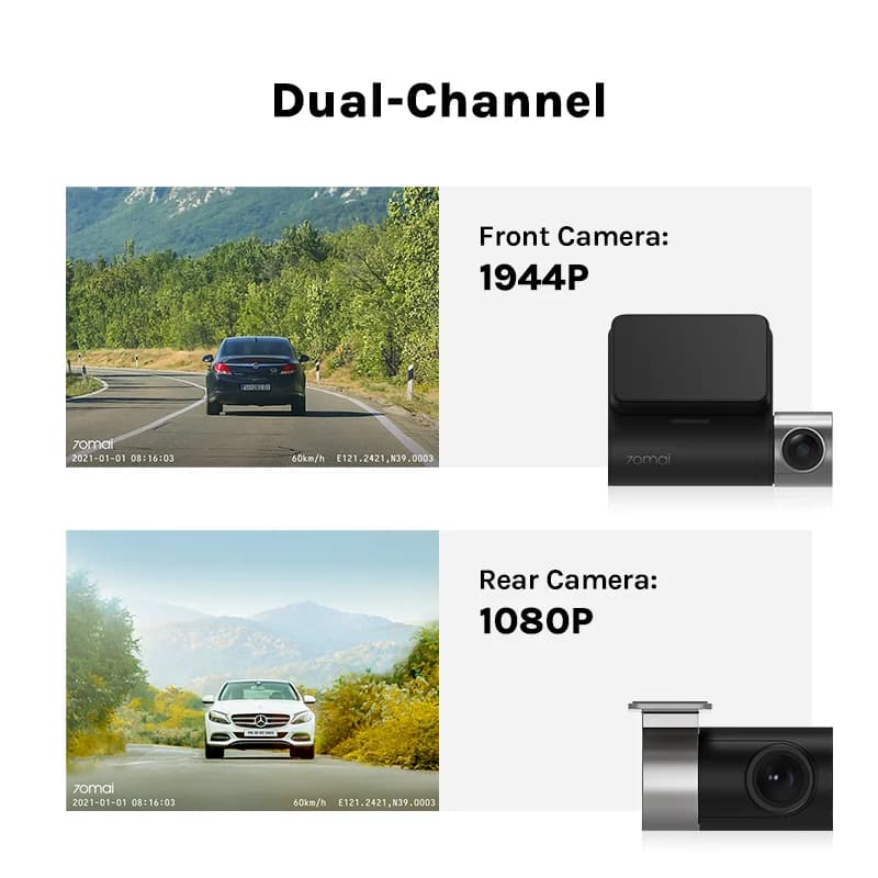70mai A500S Recorder Car DVR Front Cam A500S 1944P Night Vision 70mai Dash Cam Pro Plus Built-in GPS Wifi Support Rear Cam - 2
