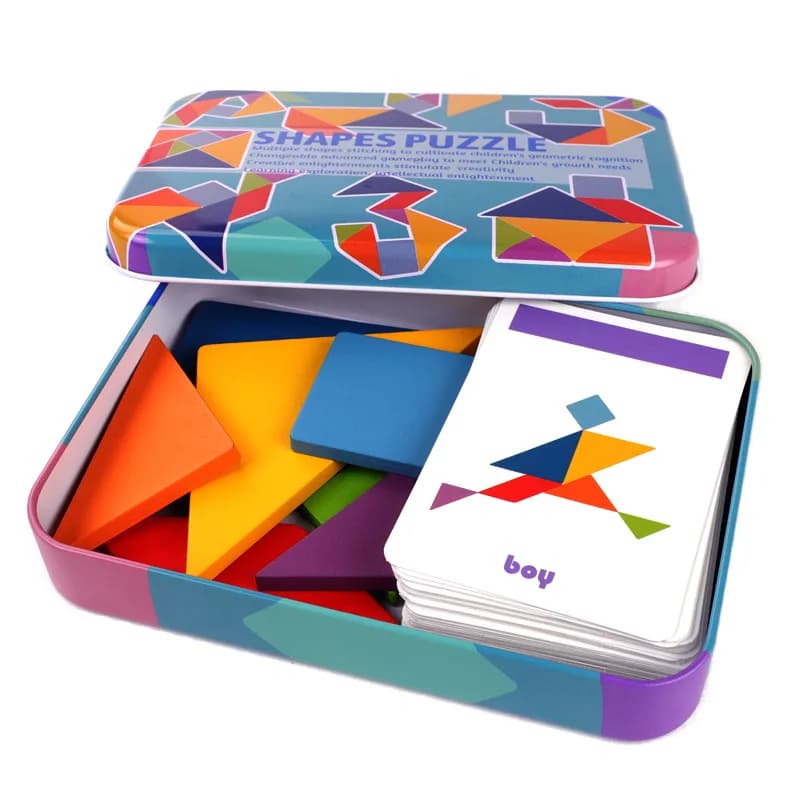 ثلاثية الأبعاد نمط خشبي الحيوان بازل قطع الملونة Tangram لعبة أطفال مونتيسوري التعليم المبكر فرز ألعاب لعب الأطفال هدية