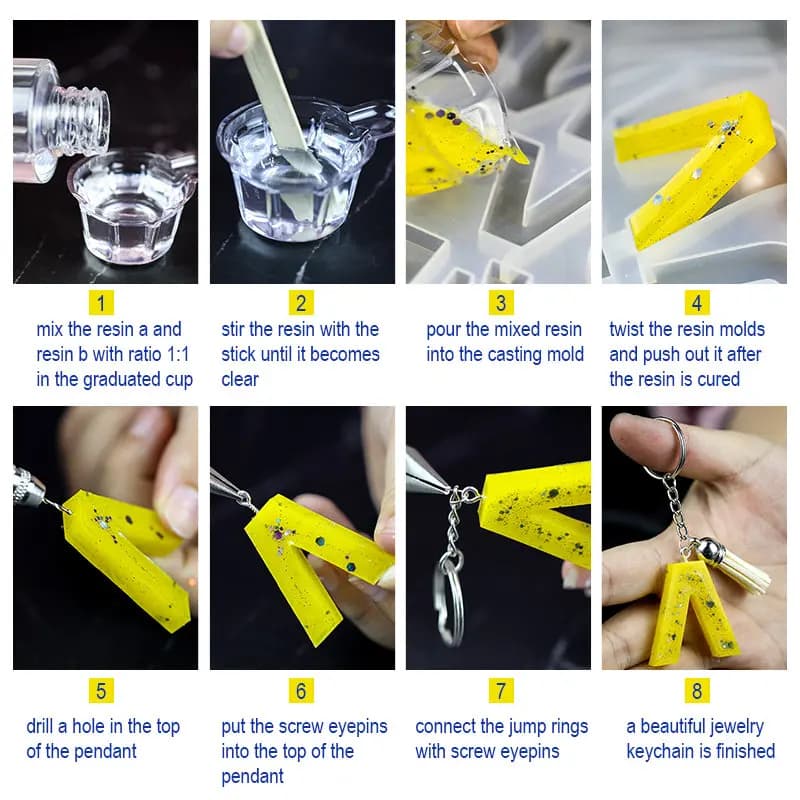 Transparent Epoxy Resin Casting Molds Kit Silicone Mold With Epoxy Glue For Earring Keychain Jewelry Making DIY Moule Silicone - 3