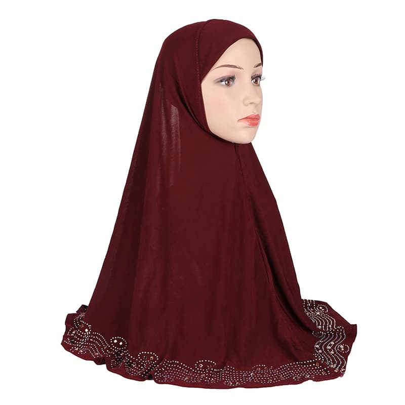 H001 حجاب إسلامي كبير الحجم للبالغين مع أحجار الراين حجاب إسلامي قبعات أرميا سحب على هيدوراب هدية رمضان - 5