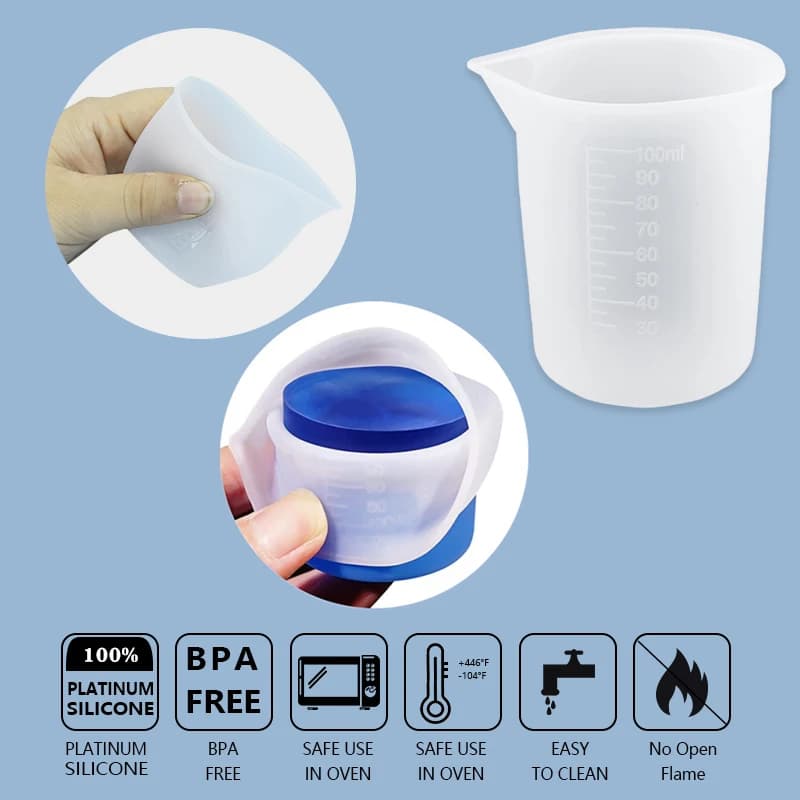 Mixing Resin Tool Kit Reusable Silicone Popsicle Scaled Silicone Cups Sticks for Making DIY Crafts Mixing, Resin, Epoxy, Liquid - 4