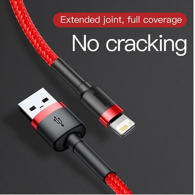 كابل USB من Baseus لهواتف آيفون 14 و13 و12 و11 برو ماكس وXs وX و8 بلس - كابل شحن سريع 2.4A - كابل شاحن آيفون - خط بيانات USB - 3