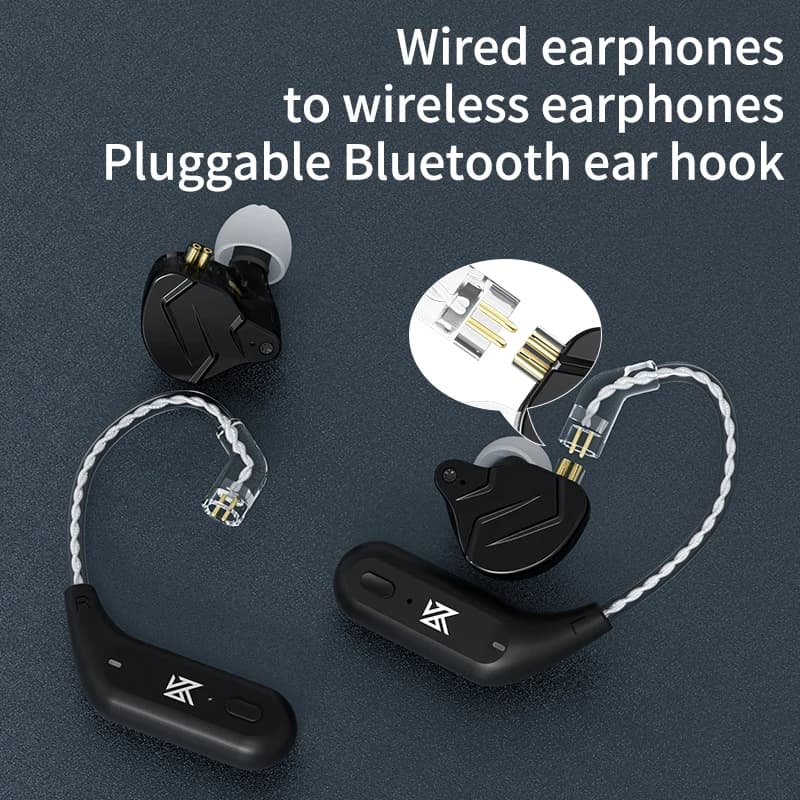 كيه زد إيه زد 09 كابل ترقية لاسلكي متوافق مع بلوتوث 5.2 HIFI خطاف أذن لاسلكي موصل C PIN مع علبة شحن - 5