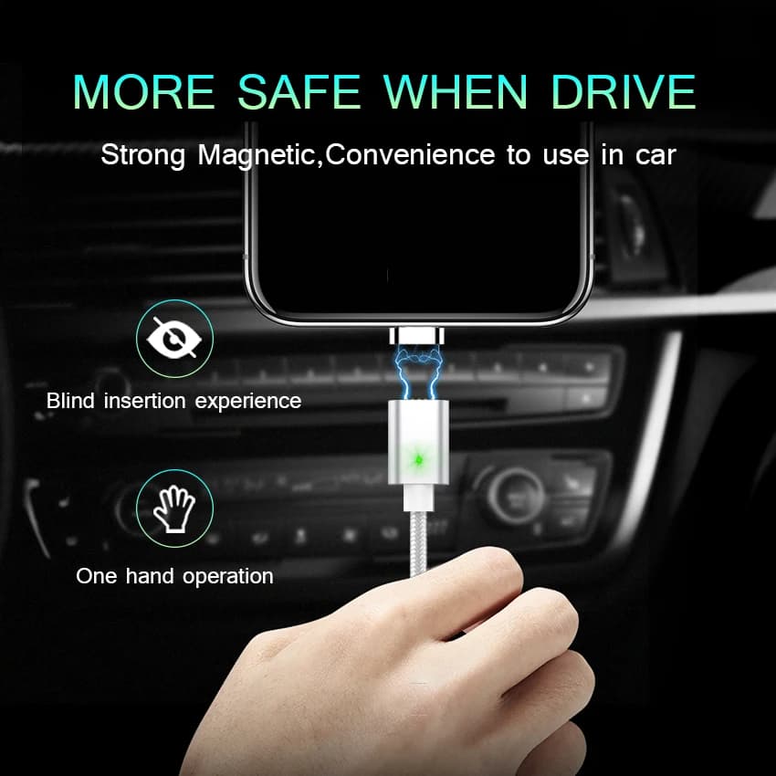 JianHan Magnetic Type C Cable 1M 3A Fast Charging Magnet Data Phone Charger Cable with LED Light for Samsung Xiaomi Huawei - 2