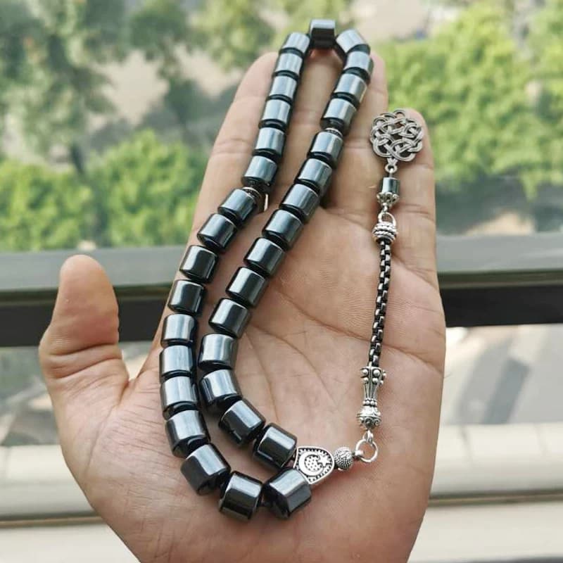 سبحة من حجر الهيماتيت الطبيعي تعزز الدورة الدموية، مسبحة 33 حبة، سوار إسلامي، هدية مسلمة، إكسسوارات تركية