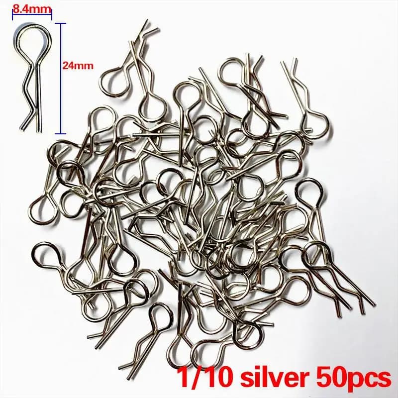 50 قطعة من قطع غيار سيارات التحكم عن بعد 1/5 1/6 1/7 1/8 1/8 1/12 1/16 سيارات Rc Trax Scx10 Hsp قوقعة مشابك جسم السيارة دبابيس غطاء قفل أبازيم R ثابتة - 4