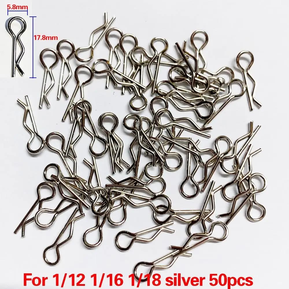 50 قطعة من قطع غيار سيارات التحكم عن بعد 1/5 1/6 1/7 1/8 1/8 1/12 1/16 سيارات Rc Trax Scx10 Hsp قوقعة مشابك جسم السيارة دبابيس غطاء قفل أبازيم R ثابتة - 2